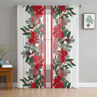 Household supplies MH Julstjärna Jul Nålträd Tallkottar Skira Gardiner Vardagsrumsdekoration Fönstergardiner Kökstyll Voilegardiner W135 x H115cm x1