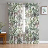 Household supplies MH Tropisk Växt Palmträd Skira Gardiner för Vardagsrumsdekoration Fönstergardiner för Kök Tyll Voile Organza Gardiner W135 x H115cm x1