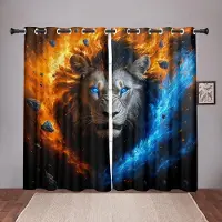 Household supplies MH 2 st 3D Eld Is Lejon Gardiner Cool Kontrasttryck Sovrum Vardagsrum Inredning Kreativ Djurkonst Fönsterpaneler 50W130H(CM)X2PCS&Hook
