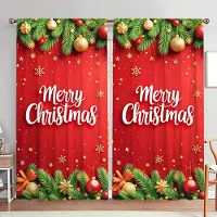 Household supplies MH 2 st Festlig Atmosfär med Merry Chr Tryckt Gardin för Jul Heminredning - Stångficka Fönsterbehandling för Sovrum, Kontor 52.5cmX116cm X 2pcs