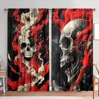 Household supplies MH 2 st Gardin med Ghost Rider-tryck för Halloween Heminredning - Stångficka Fönsterbehandling för Sovrum, Kontor, Kök 52.5cmX116cm X 2pcs