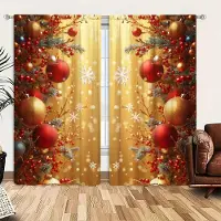 Household supplies MH 2 st Julkula Tryckt Gardin för Jul Heminredning - Stångficka Fönsterbehandling för Sovrum, Kontor, Kök 52.5cmX116cm X 2pcs