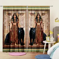 Household supplies MH 2 st Tryckta gardiner med forntida egyptisk gudinna för heminredning - Stångficka Fönsterbehandling för sovrum, kontor, kök 52.5cmX116cm X 2pcs