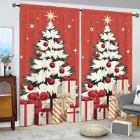 Household supplies MH 2 st Tryckta Gardiner för Jul Heminredning - Stångficka Fönsterbehandling för Sovrum, Kontor, Kök 52.5cmX116cm X 2pcs white