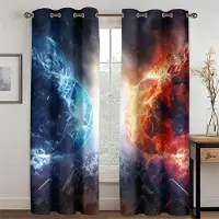 Household supplies MH 3D Underbara Fotbollsgardiner Röd Blå Sci-fi-stil Vardagsrum Sovrum Kök Underhållning Sportarena Dekorativa 2 st 50W130H(CM)X2PCS&Hook