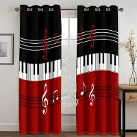 Household supplies MH 3D Piano Svart och Vita Noter Romantiska Innovativa Gardiner Vardagsrum Kök Sovrum Balkong Fönsterdekor Gardiner 2 Paneler 50W130H(CM)X2PCS&Hook