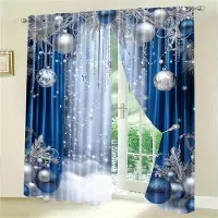 Household supplies MH Julgardiner 3D Jultomte Renar Tryck Vita Sovrumspaneler Högtidsdekor 2 Paneler Jul Festliga Fönsterdraperier 50W130H(CM)X2PCS&HooK