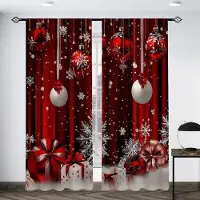 Household supplies MH 2 st Set Julklocka Prydnadstryck Gardiner Modern Konst Dekor Stil Polyester Stångficka Design för Sovrum Vardagsrum Kontor 100W130H(CM)40x51in&Grommet Top