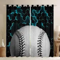 Household supplies MH 2-delad Basketball Halvmörkläggningsgardin för Sovrum Pojkar Sporttema Rumsförmörkande Gardin för Barn Tonåringar 3D Basketball Draperier 100W130H(CM)40x51in&Grommet Top