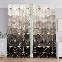 Household supplies MH 2 st Marmormönstrad Gardin Dekorativ Fönsterdraperi Fönsterbehandlingar För Sovrum Vardagsrum Kontor Hemdekoration Rumsdekor 100W130H(CM)40x51in&Grommet Top