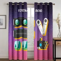 Yiran Furniture 2 st Gamer Spelkontroll Fönstergardiner Draperier för Vardagsrum Pojkrum Spelrum Heminredning Dörr Spela Videospel 100W130H(CM)40x51in&Grommet Top
