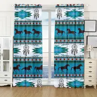 Yiran Furniture 2 st Boho/Aztec Stil Gardiner Termiskt Isolerade Fönsterdraperier Fönsterbehandlingar För Sovrum Vardagsrum Kontor Hemdekoration 100W130H(CM)40x51in&Grommet Top