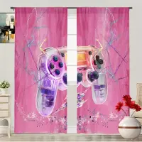 Household supplies MH 2 Paneler Spelgardiner för Sovrum Stångficka Videospel Spel Graffiti Spelkontroll för Vardagsrumsinredning Fönster 100W130H(CM)40x51in&Grommet Top