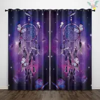 Household supplies MH 2 stycken gardiner med tryckt drömfångare och stjärnhimmelmönster, för att dekorera sovrum, vardagsrum och spelrum 140x160cm&Grommet Top