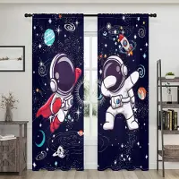 Household supplies MH 2 delar, astronautgardiner i galaktisk rymd -30% mörkläggning - lämpliga för vardagsrum, sovrum och heminredning W150CM H166CM&Rod pocket