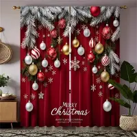 Household supplies MH 2 st Klassiska Jullyktor Träd Älgtryck Gardiner Handtvättbara, Krokfria Stångficka För Vardagsrum Sovrum Kök Kontor W65X60H(cm)X2Pcs&Grommet Top