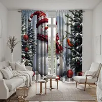 Household supplies MH 2 st set HD Jul Tall Snögubbe dekorativ gardin Vit knytband digitaltryckt gardin Heminredningsstil Dekoration livi W52H63inchW132H160cm