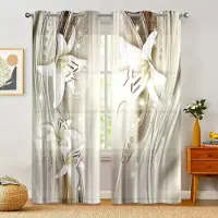 Household supplies MH 2-delat set, gardiner med blommigt retromönster - lätta att hänga upp - vardagsrum, sovrum, heminredning W150CM H166CM&Grommet Top