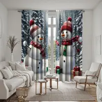 Household supplies MH 2 st HD Jul Vit Snögubbe dekorativ gardin Vit bindband digitaltryckt gardin Heminredning stil dekoration vardagsrum W52H63inchW132H160cm