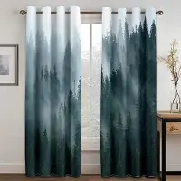 Household supplies MH Gardiner med skogstryck Djungel Träd Naturlandskap Fönsterdraperier Vardagsrum Sovrum Vattenfall Vänster och Höger Tvådelad Öppen W60H60(CM)x2PCS&Grommet Top