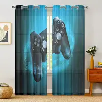 Household supplies MH 2 stycken, blå spelkontrollgardiner -30% mörkläggning - lämpliga för vardagsrum, sovrum, kök, heminredning W150CM H166CM&Grommet Top