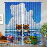 Household supplies MH Mörkläggningsgardin för rum 2 paneler Animal Crossing gardiner barnrumsavdelare heminredningsgardiner rullgardiner tyll för sovrum W50xH70cmx2pcs-CL