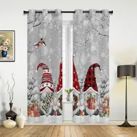 Household supplies MH Julgran Snögubbe Snöflinga Rosa Fönstergardiner Dekor För Hem Sovrum Kök Vardagsrum Ornament Julklappar Navidad 135W x 60H(cm) x1
