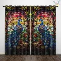 Household supplies MH 2 stycken underbara gardiner med tryckt påfågelrankemönster, används för dekoration, sovrum och vardagsrum 140x160cm&Grommet Top