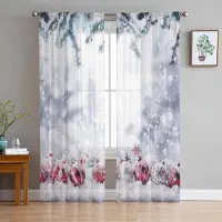 Household supplies MH Jul Snöboll Skira Gardiner för Vardagsrumsdekoration Fönstergardiner Kök Tyll Voile Gardiner W135 x H115cm x1 white