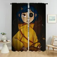 Household supplies MH Coraline Eleganta Rumsgardiner 2 Stycken Köksgardiner för Kamera Vardagsrumsgardin Halloween Dekoration Persienner Avdelare W50xH70cmx2pcs-CL