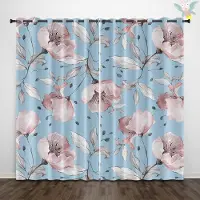 Household supplies MH 2 stycken gardiner med tryckt naturligt blommönster, dekoration med naturlandskap, sovrum, vardagsrum 140x160cm&Grommet Top