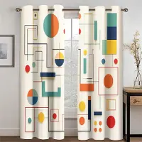 Household supplies MH Modern minimalistisk stil Geometriskt färglinjemönster Gardiner Barnrum Vardagsrum Sovrum Kök Balkongdekor 2 paneler 50W130H(CM)X2PCS&Grommet Top