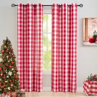 Household supplies MH 2 st klassiska rutiga öljettgardiner med halv mörkläggning, lämpliga för vardagsrum, sovrum, matsalar 101x160cm&Grommet Top