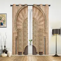 Household supplies MH Trädörr Textur Vintage Gardiner för Sovrum Vardagsrum Draperier Kök Barnrum Fönstergardin Modern Heminredning 135W x 60H(cm) x1