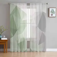 Household supplies MH Abstrakta Gradient Salviagrön Grå Triangel Skira Gardiner för Vardagsrumsinredning Fönstergardiner Kök Tyll Voile Gardiner W135 x H160cm x1