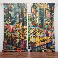 Household supplies MH 2 st Konst Leopardtryckt Gardin för Heminredning - Stångficka Fönsterbehandling för Sovrum, Kontor, Kök, Vardagsrum och Arbetsrum 107cmX213cmX2pcs