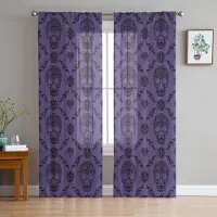 Household supplies MH Döskalle Lila Skira Gardiner för Vardagsrumsdekoration Fönstergardiner för Kök Tyll Voile Organza Gardiner W135 x H115cm x1