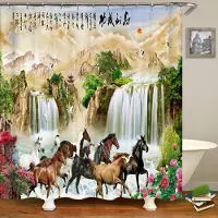 Household supplies MH Hästar Djur Duschdraperier Vattentätt Tyg Polyester Badgardin Badskärm Hemdekoration 180x200cm Med Krokar W120xH180cm