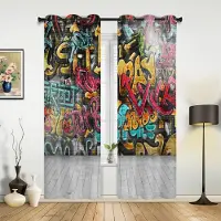 Household supplies MH Graffitivägggardiner för Sovrum Vardagsrum Draperier Kök Barnrum Fönstergardin Modern Heminredning 135W x 215H(cm) x1