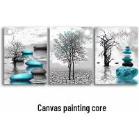Chose One Abstract Landscape Mountains & Water: Set of 3 Framed Canvas Paintings, Solid Wood Inner Frame, Wall Hanging for Sofa Background. 40X60