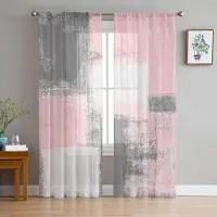 Household supplies MH Rosa Oljemålning Texturfärg Skira Gardiner för Vardagsrumsdekoration Fönstergardiner Kök Tyll Voile Organza Gardiner W135 x H115cm x1 white
