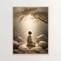 DIMENGQI Jesus Kristus Canvas Postres Kristus Jesus Porträtt Väggkonst Tryck Affisch Jag Ska Gå Med Kristus Bibelvers Present Affisch 50x70cm