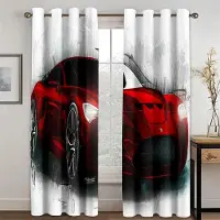 Yiran Furniture Serietidningsracerbil Coolt Tryckt 3D Modernt Ljusfiltrerande Draperi Rullgardiner Fönstergardiner för Barn Pojke Vardagsrum Sovrum 2 Paneler 150W166H(CM)59x65in&Grommet Top