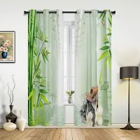 Yiran Furniture Bambu Retro Shabby Växtgardiner för Sovrum Vardagsrum Draperier Kök Barnrum Fönstergardin Modern Heminredning 135W x 92H(cm) x1