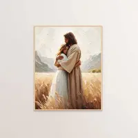 DIMENGQI Jesus Kristus Canvas Postres Kristus Jesus Porträtt Väggkonst Tryck Affisch Jag Ska Gå Med Kristus Bibelvers Present Affisch 50x70cm