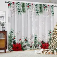 Household supplies MH Tecknade Tryckta Gardiner, Jultomte, Snögubbe, Juldekoration, Sovrum, Matsal, Vardagsrum, Festdekoration, 2 st W50X130H(CM)X2PCS&Rod pocket