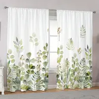 Yiran Furniture 2 st Digitaltryckta Gardiner Gröna Blommor Gröna Blad Lantlig Stil Gardiner För Vardagsrum Kök Badrum Korridorer 135W165H(CM)53x65in&Grommet Top