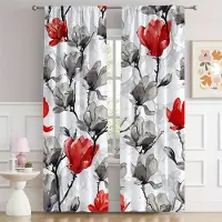 Yiran Furniture 2 st Akvarell Botaniska Köksgardiner - Färgglada Lövmönster för Vardagsrum, Sovrum och Kök Heminredning W50X160H(cm)x2Pcs&Grommet Top