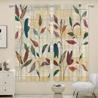 Yiran Furniture 2 st Akvarell Botaniska Köksgardiner - Färgglada Lövmönster för Vardagsrum, Sovrum och Kök Heminredning W70X165H(cm)x2Pcs&Grommet Top