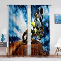Household supplies MH Dirt Bike Motorcykeltävling gardiner Motocross Åkare Gardiner för Pojkar Män Sovrum Vardagsrum Kök Extremsport Gardiner 2st 100W130H(CM)40x51in&Grommet Top